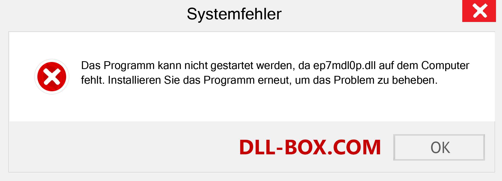 ep7mdl0p.dll-Datei fehlt?. Download für Windows 7, 8, 10 - Fix ep7mdl0p dll Missing Error unter Windows, Fotos, Bildern